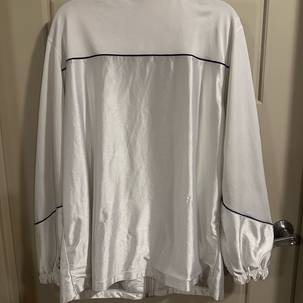 Adidas Track Jacket White with Blue Stripes - Picture 2 of 4
